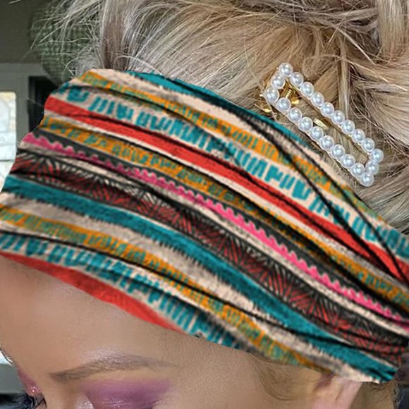 STRIPED COLORFUL PRINT HEADBAND - Picture 2 of 3